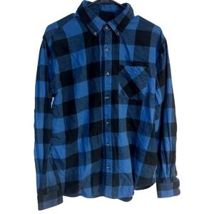 Magellan Outdoors Men's Flannel Shirt Blue Plaid Western‎ Long Sleeve Sz Medium